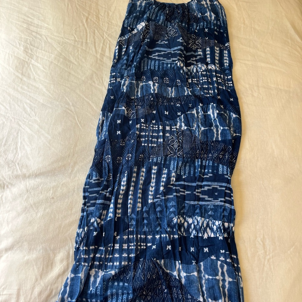 Blue Patterned Maxi Skirt